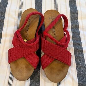 Arcopedico Vibrant Red Cross-Strap Sandals